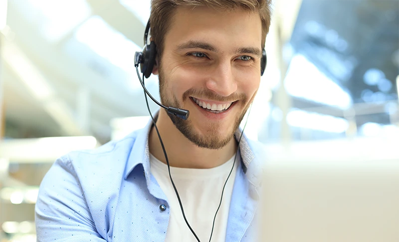 Man providing support on phone